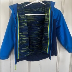Eddie Bauer Kids Blue rain jacket with fleece liner